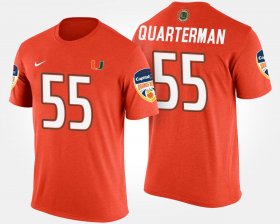 #55 Shaquille Quarterman Bowl Game University of Miami Bowl Mens Orange T-Shirt 308405-386
