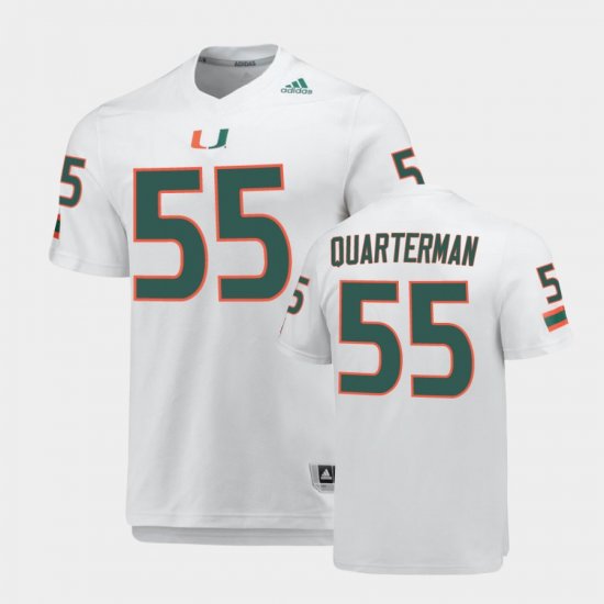 #55 Shaquille Quarterman Replica Miami Hurricanes AEROREADY Men\'s White Jersey 570463-984