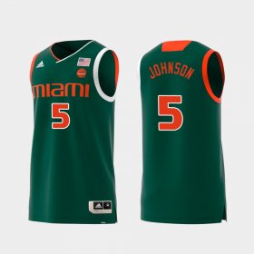 #5 Zach Johnson Replica University of Miami Swingman College Basketball Mens Green Jersey 874133-560