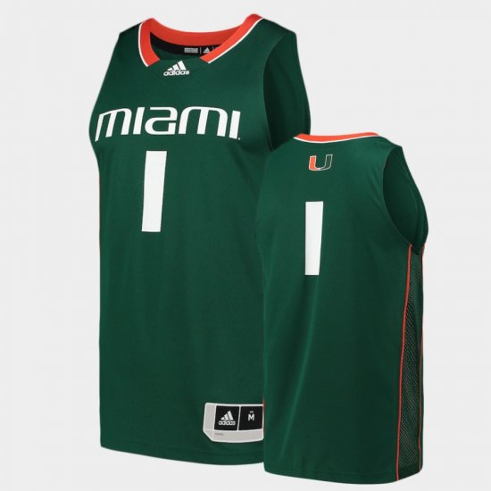 #1 College Basketball Miami Basketball Swingman Men\'s Green Jersey 773559-751