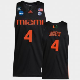 #4 Bensley Joseph 2023 Final Four Miami Basketball Men's Black Jersey 607503-686