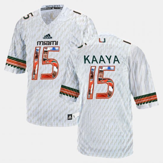 #15 Brad Kaaya Player Pictorial University of Miami Men\'s White Jersey 974067-287