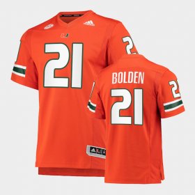 #21 Bubba Bolden College Football Miami Hurricanes Premier Men Orange Jersey 934525-592