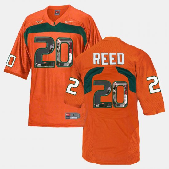 #20 Ed Reed Player Pictorial University of Miami Men\'s Orange Jersey 248478-618