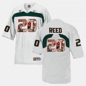 #20 Ed Reed Player Pictorial University of Miami Men's White Jersey 774572-118