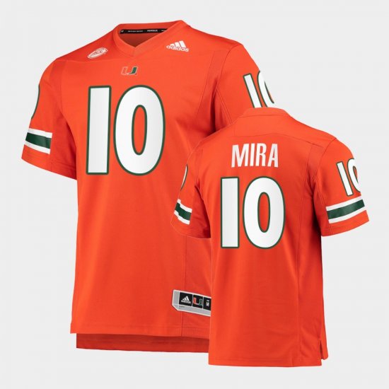 #10 George Mira College Football Miami Retired number Men\'s Orange Jersey 579937-219