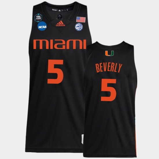 #5 Harlond Beverly 2023 Final Four Miami Hurricanes Basketball Mens Black Jersey 283168-591