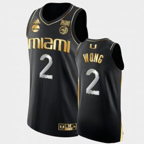 #2 Isaiah Wong March Madness University of Miami 2022 NCAA Golden Edition Men Black Jersey 847201-406