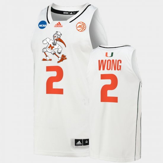 #2 Isaiah Wong March Madness Miami 2022 NCAA Basketball Mens White Jersey 993346-358