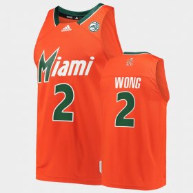 #2 Isaiah Wong College Basketball Miami 2022 Reverse Retro Men's Orange Jersey 560313-637