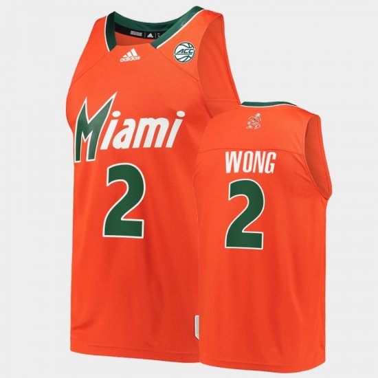 #2 Isaiah Wong College Basketball Miami 2022 Reverse Retro Men\'s Orange Jersey 560313-637