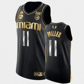 #11 Jordan Miller March Madness Miami 2022 NCAA Golden Edition Mens Black Jersey 363168-645