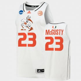 #23 Kameron McGusty March Madness Miami 2022 NCAA Basketball Men's White Jersey 458383-871