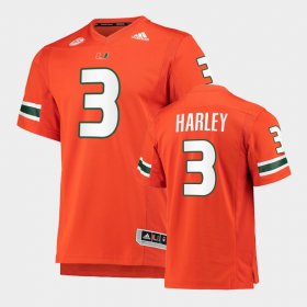 #3 Mike Harley College Football Miami Premier Men's Orange Jersey 550982-843