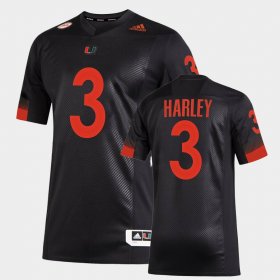 #3 Mike Harley College Football Miami Miami Nights 2.0 Premier Strategy Mens Black Jersey 347802-731