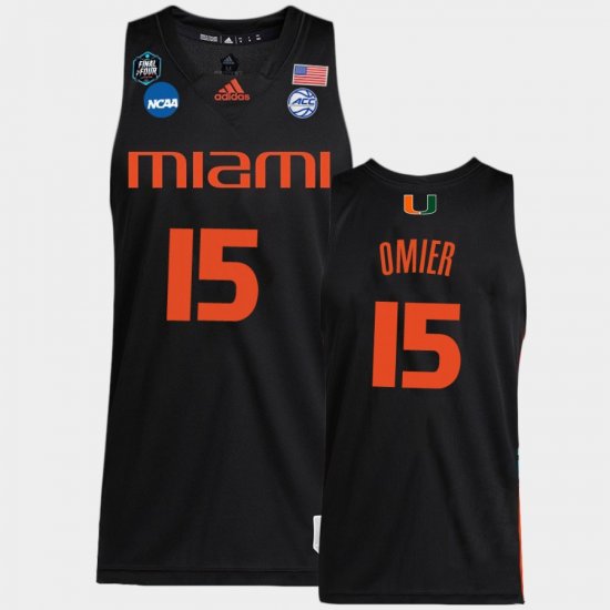#15 Norchad Omier 2023 Final Four Miami Hurricanes Basketball Men\'s Black Jersey 675645-375