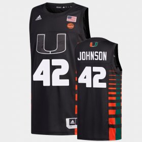#42 Reggie Johnson College Basketball University of Miami Alumni Men's Black Jersey 799207-348