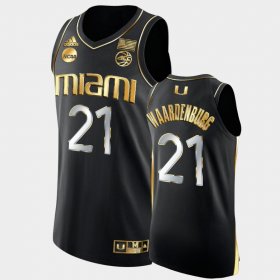 #21 Sam Waardenburg March Madness Miami 2022 NCAA Golden Edition Men Black Jersey 655481-538