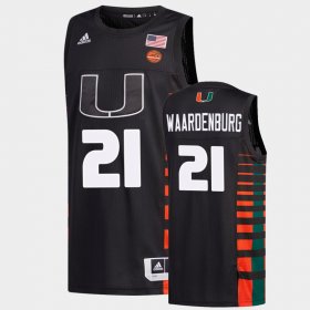 #21 Sam Waardenburg College Basketball Miami Hurricanes 2022 Mens Black Jersey 832850-631