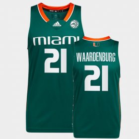 #21 Sam Waardenburg College Basketball Miami Hurricanes 2022 Men Green Jersey 205534-279