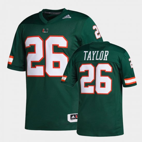 #26 Sean Taylor College Football Miami Hurricanes Hype Replica Men\'s Green Jersey 826810-582