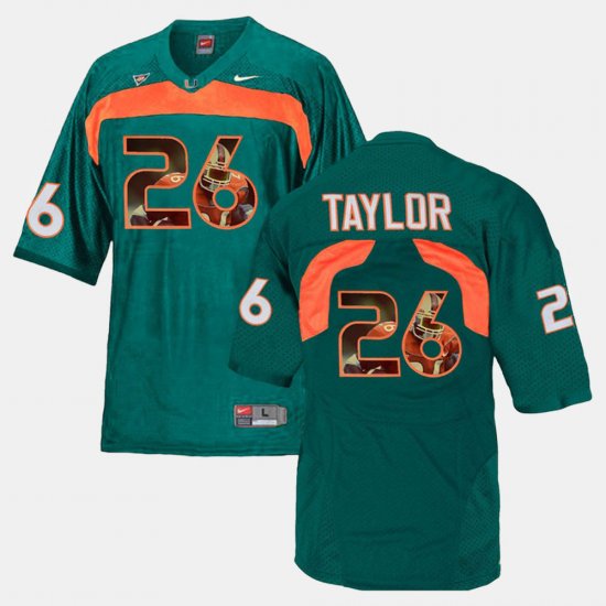 #26 Sean Taylor Player Pictorial Miami Men\'s Green Jersey 490817-914
