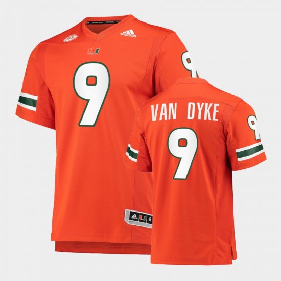 #9 Tyler Van Dyke College Football Miami Premier Men\'s Orange Jersey 264980-533