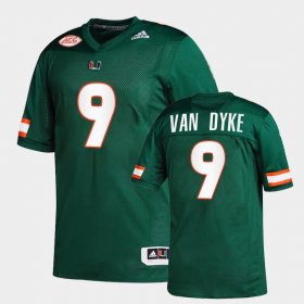 #9 Tyler Van Dyke College Football Hurricanes Replica Men Green Jersey 471681-908