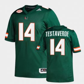 #14 Vinny Testaverde College Football Miami Hurricanes Retired Number Mens Green Jersey 650656-723