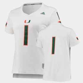 #1 Custom College Football University of Miami Replica Womens White Jersey 266939-576 #1 Custom College Football University of Miami Replica Womens White Jersey 266939-576