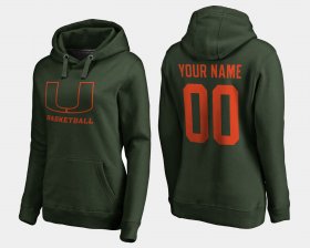 #00 Custom Name and Number Miami Basketball Women's Green Hoodie 726411-427
