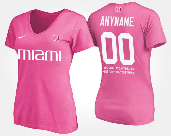 #00 Custom Name and Number Hurricanes With Message Women\'s Pink T-Shirt 740906-853