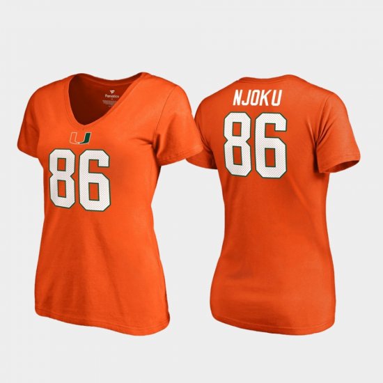 #86 David Njoku College Legends Miami V-Neck Womens Orange T-Shirt 807946-213