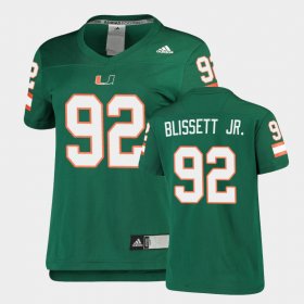 #92 Jason Blissett Jr. Replica Miami Football Women's Green Jersey 676669-406