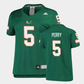 #5 N'Kosi Perry Replica Miami Football Women Green Jersey 507192-729