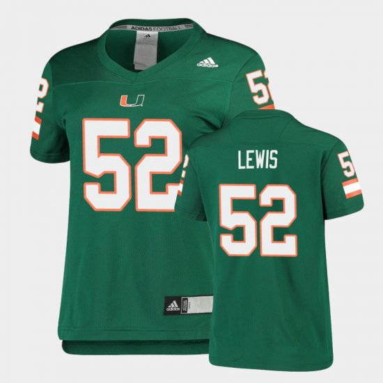 #52 Ray Lewis Replica Miami Football Womens Green Jersey 414039-529