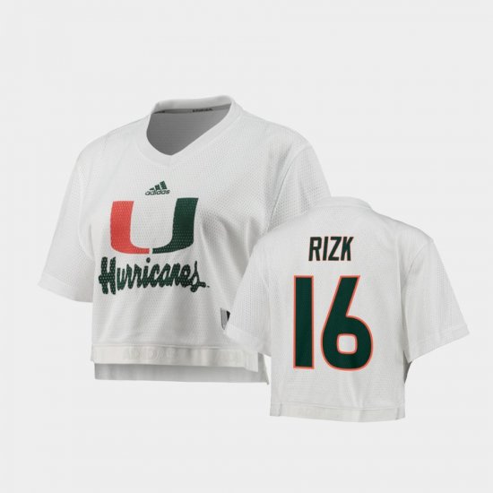 #16 Ryan Rizk Primegreen Miami V-Neck Cropped Women\'s White Jersey 910722-223