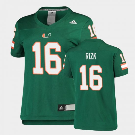 #16 Ryan Rizk Replica Miami Football Womens Green Jersey 954013-275