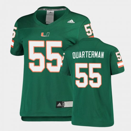 #55 Shaquille Quarterman Replica Miami Hurricanes Football Womens Green Jersey 487884-445