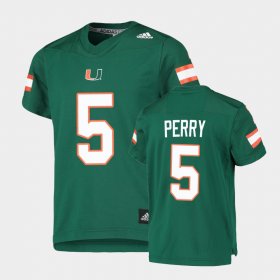 #5 N'Kosi Perry College Football University of Miami Replica Youth Green Jersey 585854-743