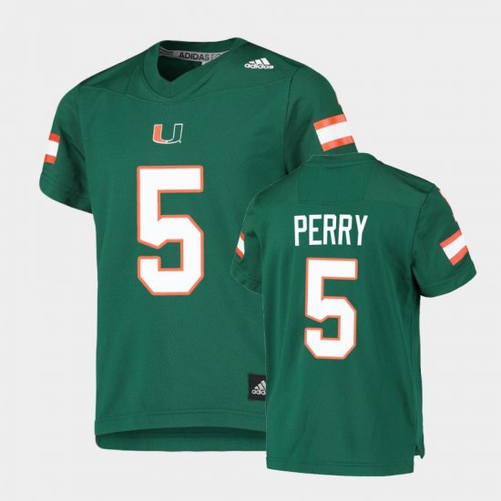 #5 N\'Kosi Perry College Football University of Miami Replica Youth Green Jersey 585854-743
